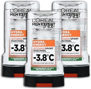 L'Oréal Paris Men Expert Lot de 3 gels douche et shampoing Hydra Energy Extreme Sport -3,8 °C 3 x 250 ml - Image 1