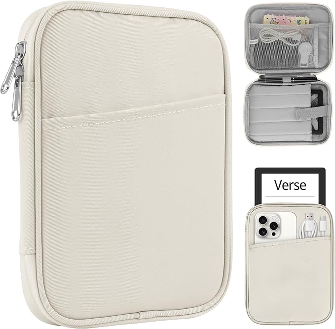 HoYiXi Universal Case for 7 inch Kindle Paperwhite/Colorsoft 2024 Compatibility 6.8" Paperwhite 2021 and 6"-6.8" Kobo/Tolino/Sony EReader with Anti-Drop Android Tablet Sleeve Case, White - Image 1