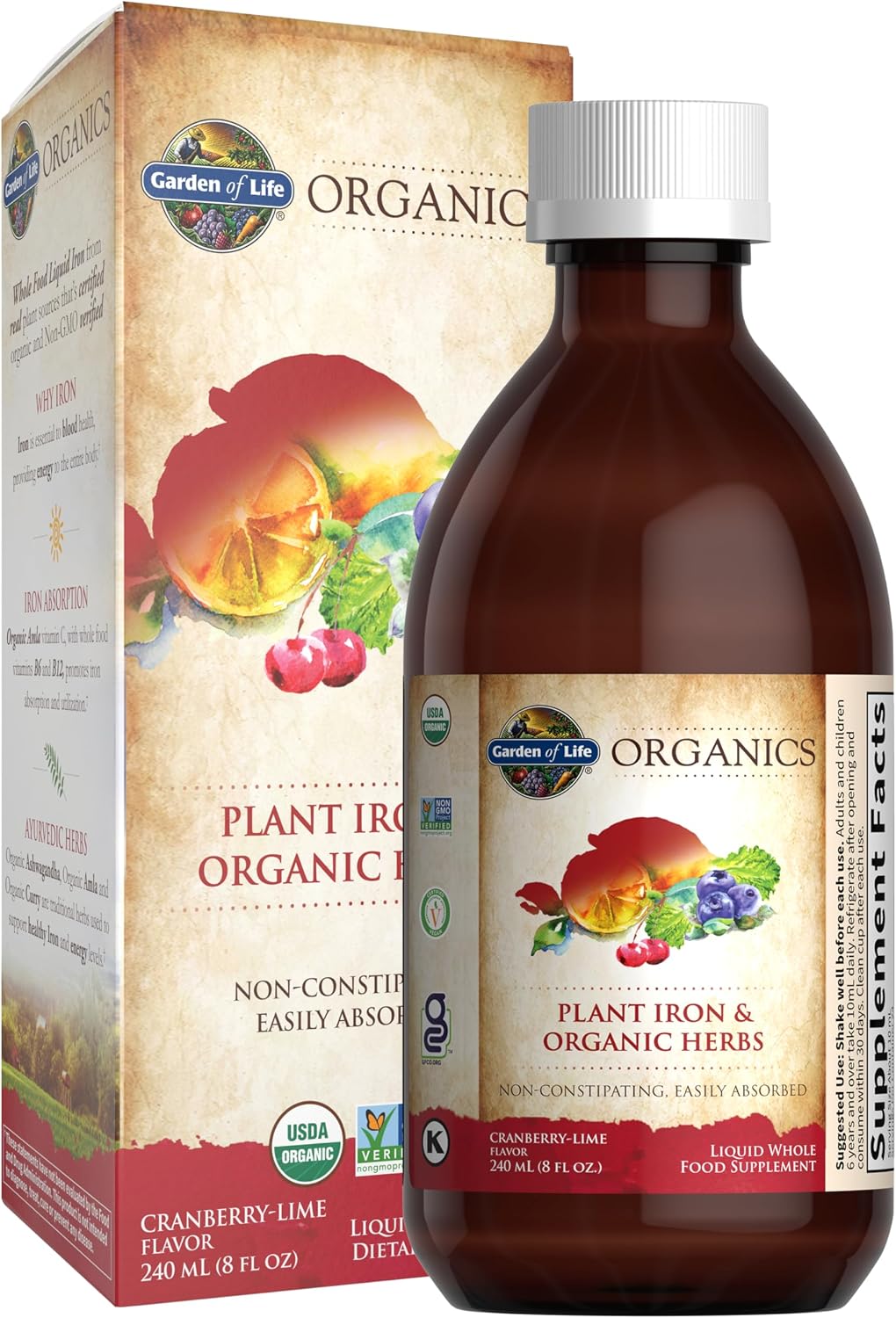 Mykind Organics, Flore Iron Organic Herbs, Cranberry-Lime - Garden of Life - Image 1