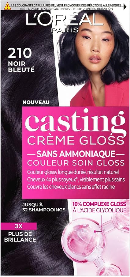 L'Oréal Paris Semi-Permanent Hair Colour Tonal Colour Gloss Treatment Ammonia-Free Casting Cream Gloss Shade 2.1 Blue Black - Image 1