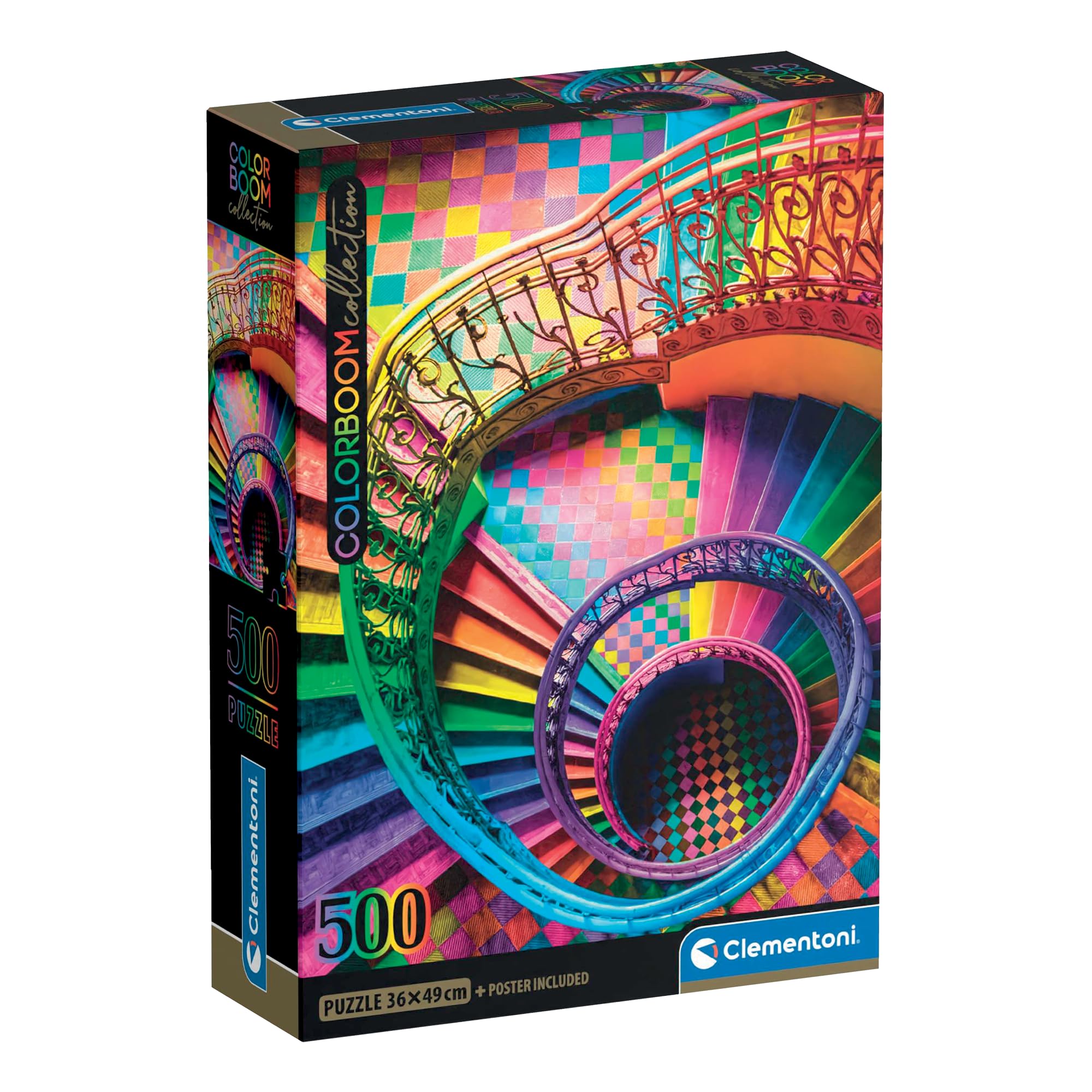 Clementoni - Puzzle for Adults 500 Pieces, HQC Colorboom Stairs Compact Box, Made in Italy, 35591 - Image 1