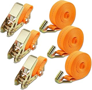 MANDUKA 3 Pièces Sangle à Cliquet avec Crochets, Longueur 6 m,Largueur 25 mm,Sangle d'Arrimage à Cliquet,Sangles de Serrage, capacité de Charge 1200 daN - Image 1