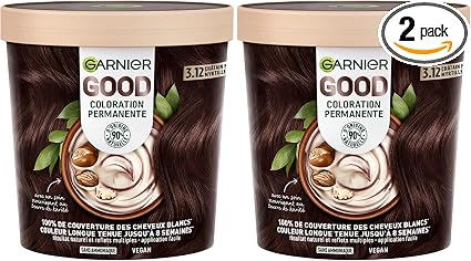 Garnier - Permanent Hair Colour - Ammonia-Free - 90% Natural Ingredients and Vegan Formula - Shea Butter - 100% White Hair Coverage - Dark Blueberry Brown (3.12) - Good - Image 1