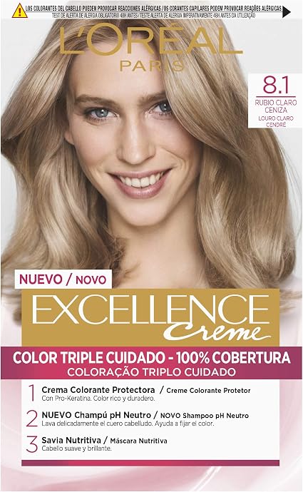 L'Oréal Expert Professionnel Excellence Cream Tinte #8.1 Rubio Claro Ceniza Tint - Image 1