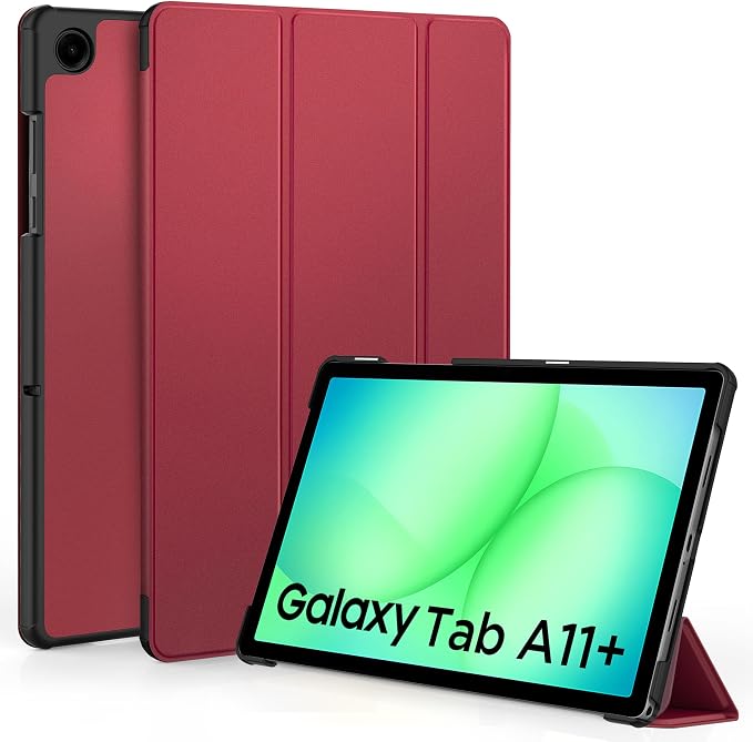 EasyAcc Case for Samsung Galaxy Tab A11+ Plus 2025 / A9+ 11 Inch 2023, Ultra Slim PU Leather Protective Case with Auto Wake/Sleep Function - Burgundy - Image 1