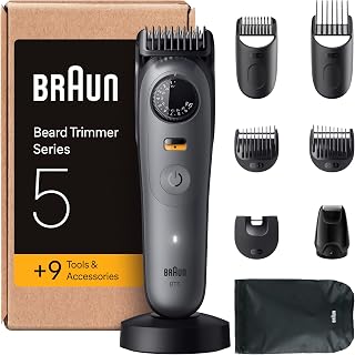 Braun Tondeuse À Barbe Series 5, + 9 Outils Pour Créer Son Style, Lame Ultra-Affûtée, 120 Min D'autonomie, 40 Longueurs, Étanche, Molette De Précision Et Verrouillage, BT5565, Gris - Image 1