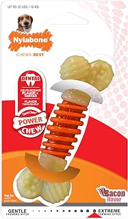 Nylabone os à ronger et jouet dentaire pour les mâcheurs agressifs, doublement texturé et strié, goût bacon - Moyen - Convient aux moyen chiens pesant jusqu’à 16 kilos - Image 1