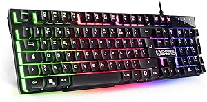 EMPIRE GAMING - New K300 (AZERTY) Gamer Keyboard - 105 Semi-Mechanical Keys - RGB LED Backlight - 19 Keys Anti-Ghosting - 12 Multimedia Shortcuts - Wired USB - Image 1