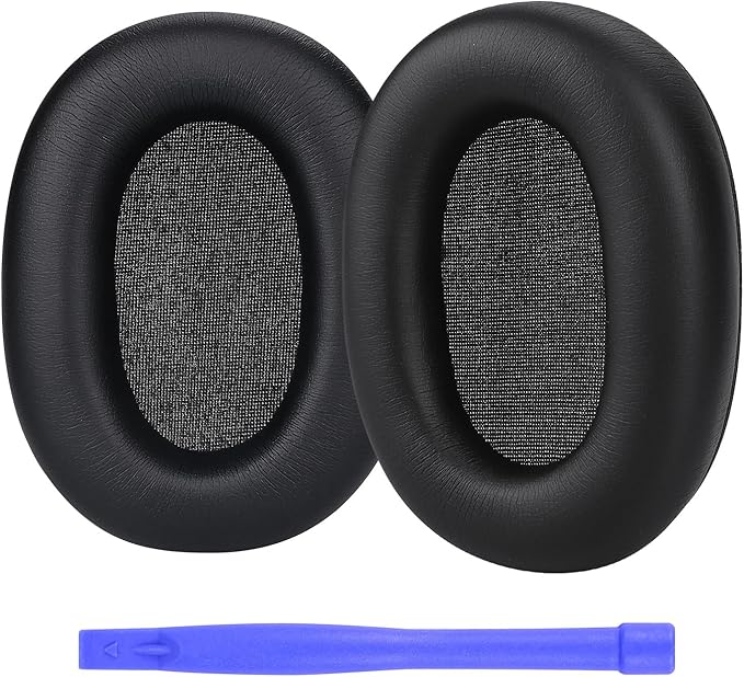 Replacement Ear Pads for Sony WH-1000XM6 Noise Cancelling Headphones by MMOBIEL - Memory Foam and Protein PU Cushion Headphone - Replacement Ear Pads - Black - Image 1