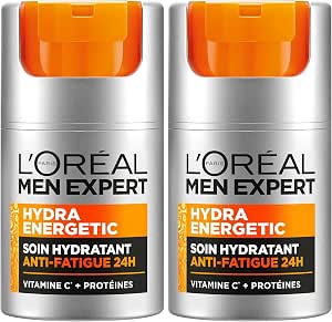 L'Oréal Men Expert - 24H Anti-Fatigue Moisturizing Treatment for Men - Moisturizes & Brightens - Concentrate in Vitamin C Pure 10% - Daily Use - Hydra Energetic - 50 ml (Pack of 2) - Image 1