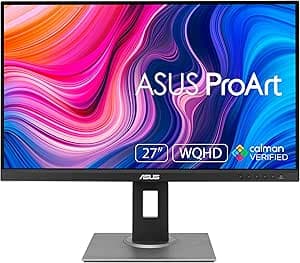 ASUS ProArt PA278QV Professional Monitor (for Image Editing, WQHD, 100% sRGB, 75 Hz, HDMI, DisplayPort, USB 3.0, Ergonomic), 68.6 cm (27 inches), Black