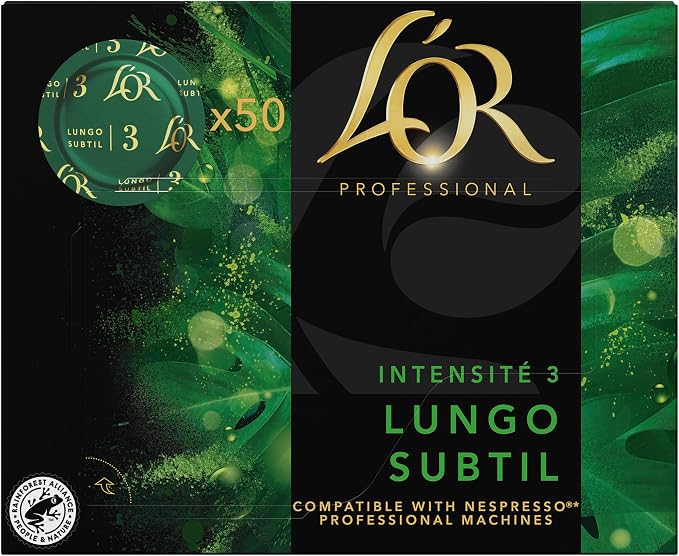 L'OR Professional, 50 Subtle Lungo Coffee Capsules, Intensity 3, 100% Arabica Beans, Compatible Nespresso Professional - Image 1