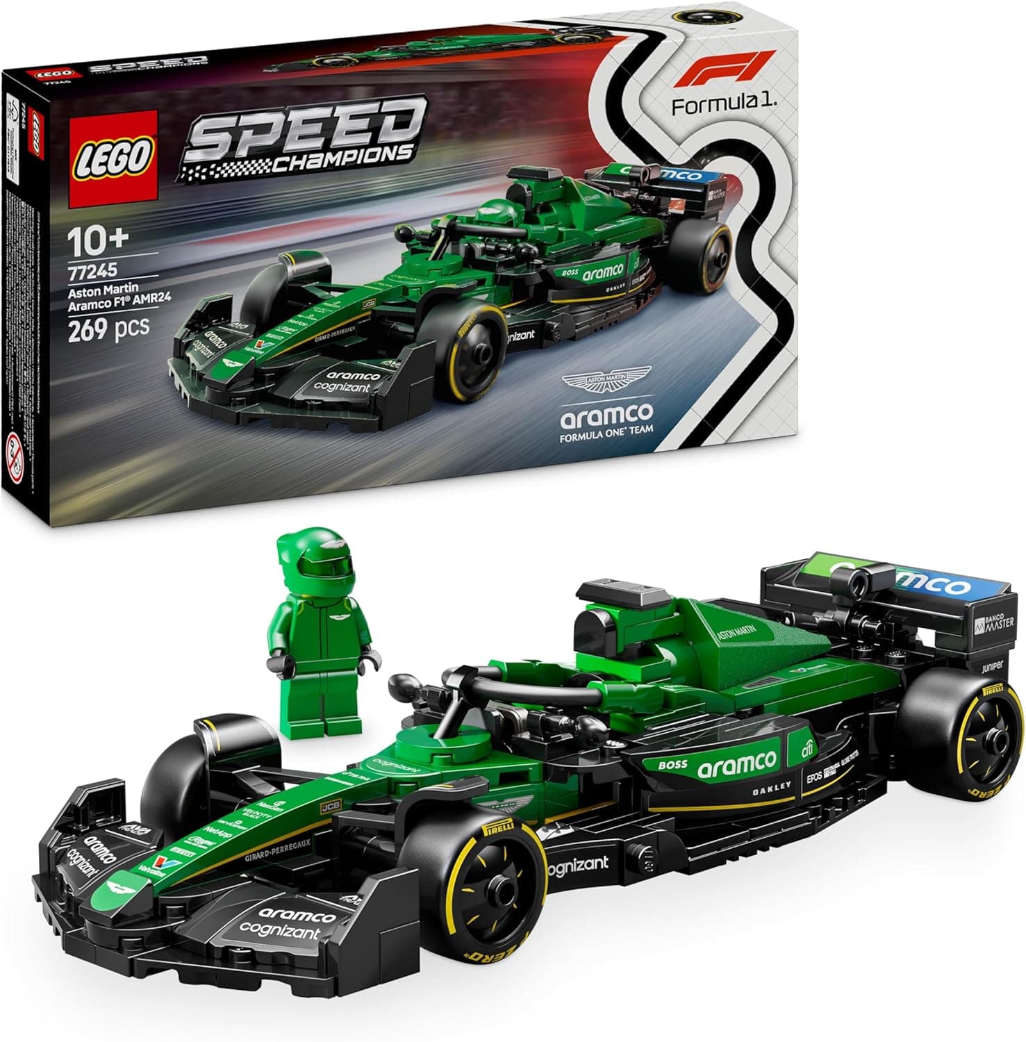 LEGO Speed Champions Voiture F1 Aston Martin Aramco AMR24 - Jeu de Construction avec Voiture de Course - Minifigurine Collector de Pilote de Formule 1 - Cadeau pour garçons et Filles dès 10 Ans 77245