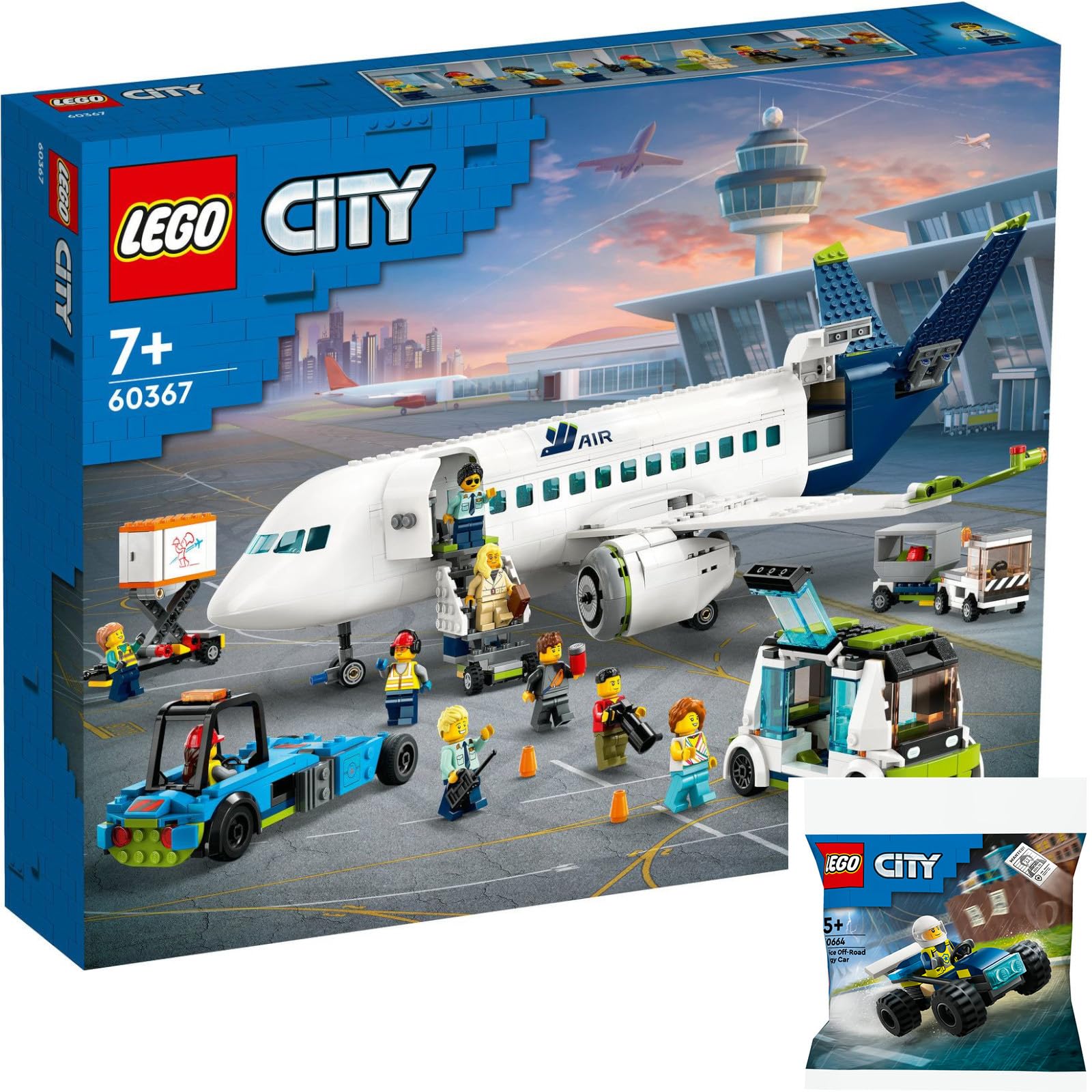 Lego City Passenger Airplane 60367 & Police All-Terrain Buggy 30664 - Image 1
