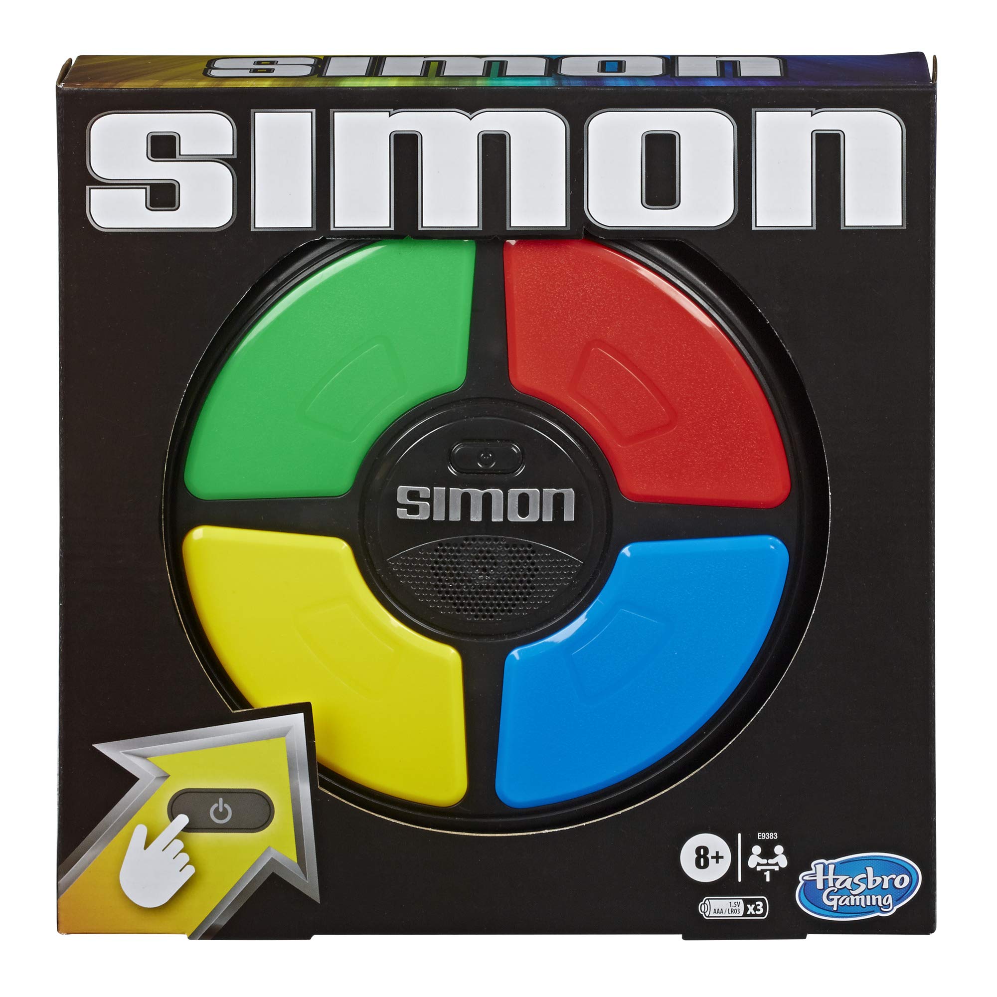 Hasbro Gaming Simon Classic Electronic Memory Game for Children and Families, 8 Years Old, with Sounds and Lights, Compact Size, Travel Games, Family and Friends - Image 1