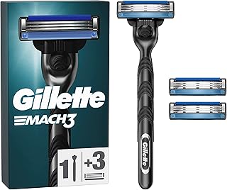 Mach3 Men's Razor with 3 Blades, 1 Handle, 3 Blade Refills, with Stainless Steel Handle - Image 1