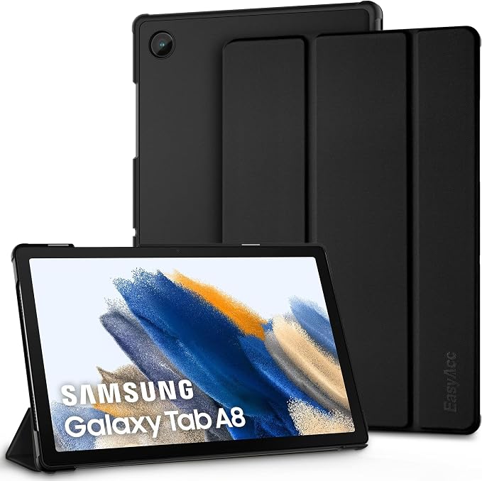 EasyAcc Case Cover Compatible with Samsung Galaxy Tab A8 10.5 Inch 2022 2021 SM-X200/ X205/ X207, Ultra Thin Protection PU Leather with Stand Function Black - Image 1