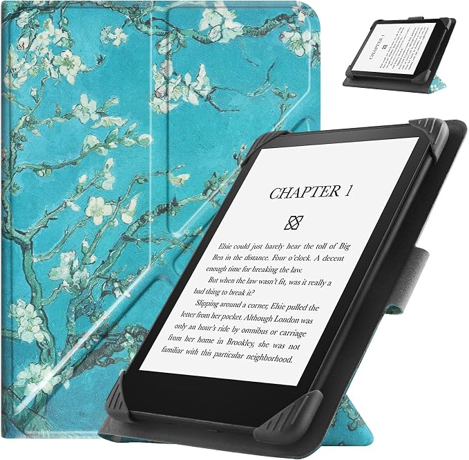 Universal Case for 6.8-Inch 7-Inch eReaders, Folio Stand Case Cover for 6.8-Inch 7-Inch Kindle Paperwhite/Kobo/Voyaga/Lenovo/Sony eReader-Apricot Flower - Image 1