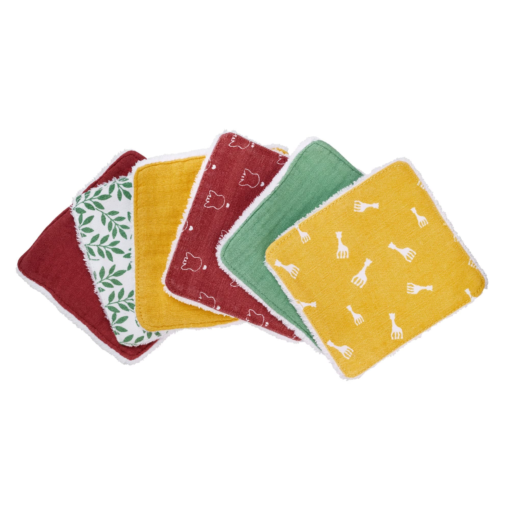 SOPHIE LA GIRAFE - 6 washable Sophie la Girafe wipes - Printed organic cotton on the front, ultra soft reverse - reusable and practical - for baby toilet - From 0 months