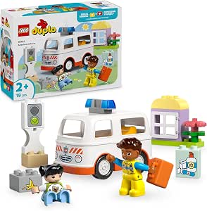 LEGO Duplo The Ambulance and the Driver - Educational Toy for Children from 2 Years - Car, Small House, 2 First Aid Figures & Bricks - Gift for Girl or Boy 10447 - Image 1