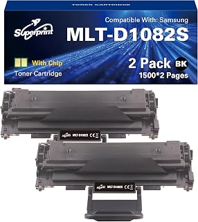 2 Pack D108S D1082S Printer Cartridges with Chip Black Compatible with Samsung MLT-D108S MLT-D1082S Toner for ML-1640 ML-1640XSA ML-1641 ML-1645 ML-2240 ML-2241 - Image 1