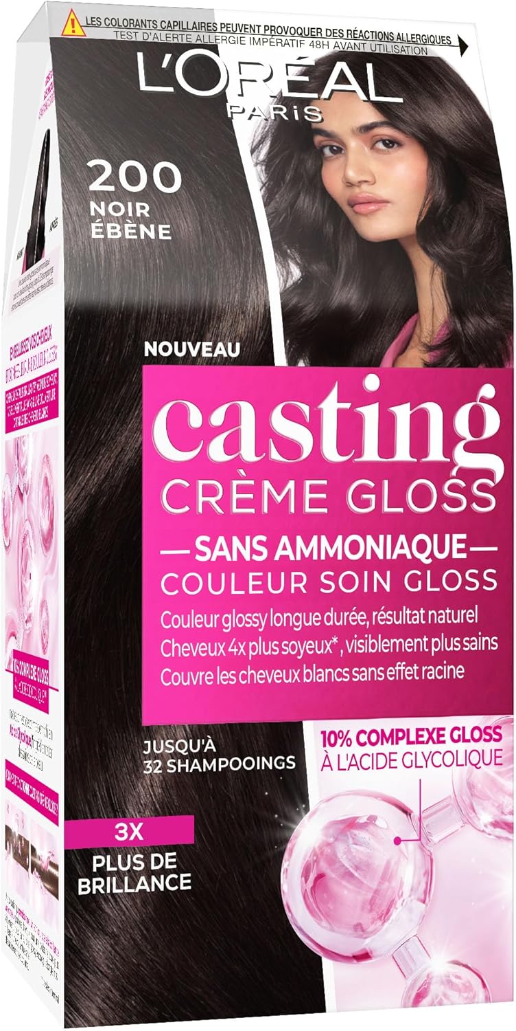 L'ORÉAL PARIS - Semi-Permanent Hair Colour Tone on Tone - Gloss Care Colour - Ammonia Free - Casting Cream Gloss - Shade: Ebony Black (200) - Image 1