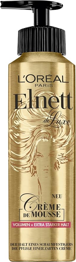L'Oreal Paris Elnett Fortifying Mousse for Volume and Extra Strong Hold, Heat Protection & Styling Foam Cream, 1 x 200 ml - Image 1