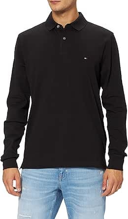 Tommy Hilfiger Men's Long-Sleeved Polo Shirt Regular Fit with Button Placket