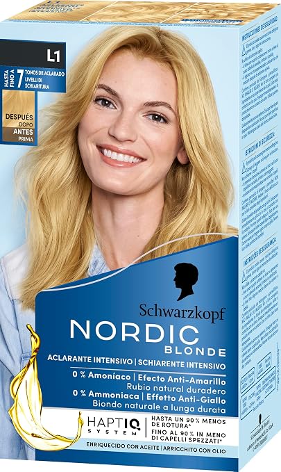 Nordic Blonde - Schwarzkopf – Intense Hair Bleaching - Amonia-Free - OmegaPlex Anti-Breakage Oil - Intense Bleaching Cream L1 - Anti Yellow Reflections - Image 1