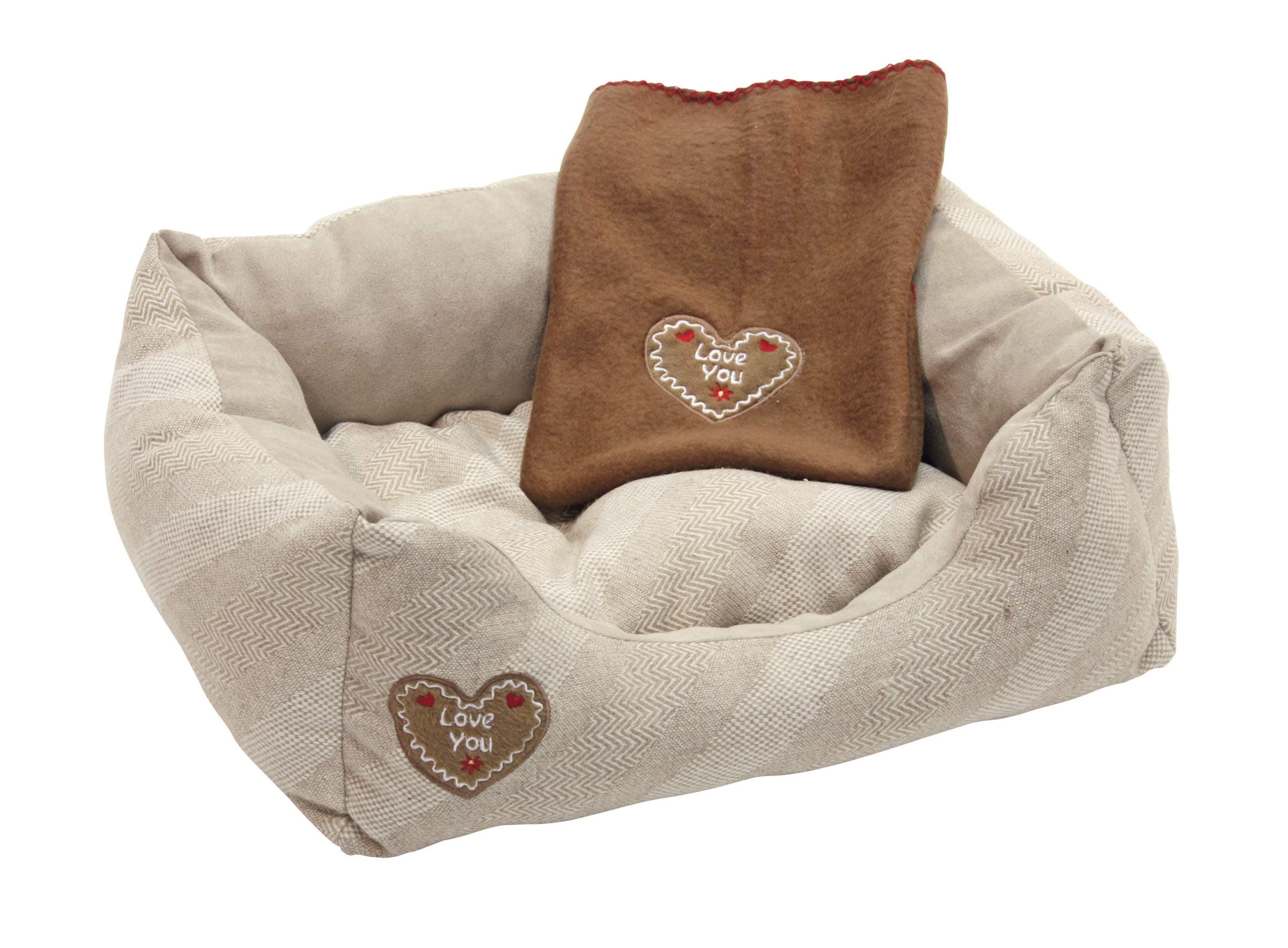 Kerbl Dog and Cat Cuddly Bed Love You 47 x 37 cm Beige