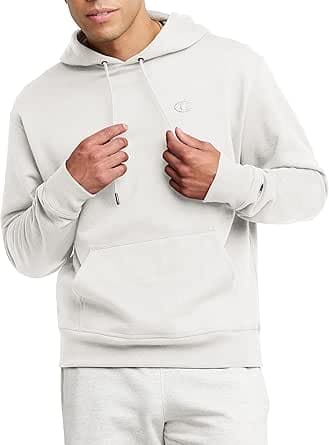 Champion Men's Powerblend Fleece Hoodie Sweatshirt, White, XS