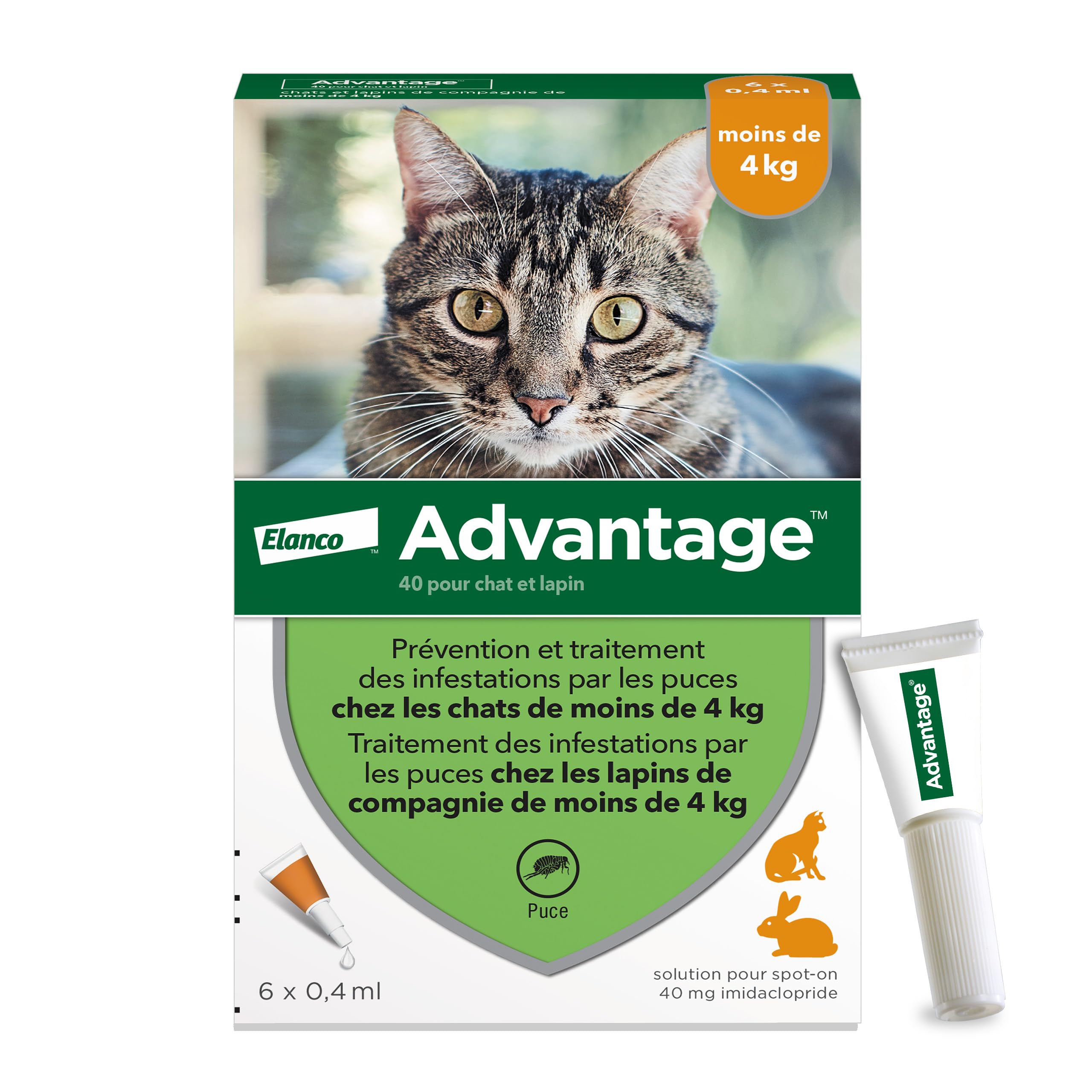 Advantage Cat & Rabbit under 4 kg - Cat Flea Pipettes for Infestation Prevention - Flea Treatment with Protection for 3 to 4 Weeks - 6 x 1ml - Image 1