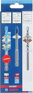 Bosch Professional Combination Set of 5 EXPERT HEX-9 HardCeramic Drill Bits - 1x EXPERT HEX-9 MultiConstruction Drill Bit (for Hard Tiles, MultiMaterial, Ø 6 mm, Accessory Drills) - Image 1