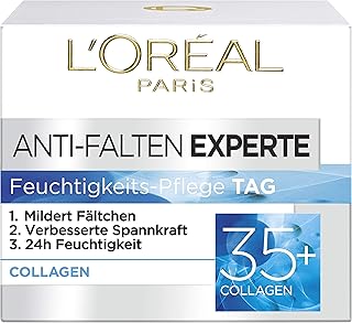 L'Oréal Paris Feuchtigkeitspflege für das Gesicht, Pflegende Anti-Aging Creme mit Kollagen Biosphären, Mildert Fältchen und spendet 24H Feuchtigkeit, Anti-Falten Experte 35+, 1 x 50ml - Image 1