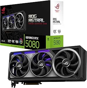 ASUS ROG Astral GeForce RTX 5080 16GB GDDR7 OC Edition – Gaming Graphics Card (PCIe 5.0, HDMI, Display 2.1, 3.8 Slot, 4 Axial Fans, Thermal Pad GPU) - Image 1