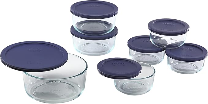 Premium Best Buy Pyrex 1118988 14-Piece Simply Store with Blue Covers Clear by Pyrex - Image 1
