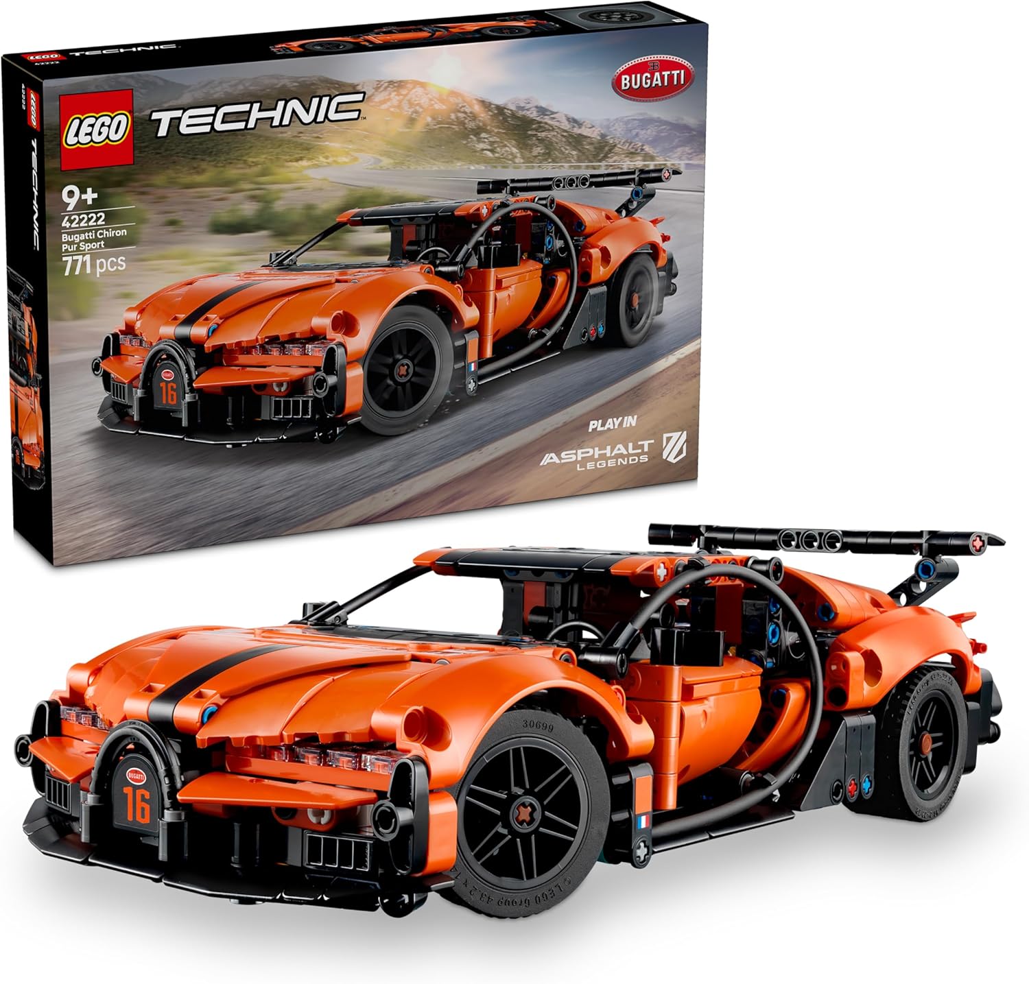 LEGO Technic Hypercar Bugatti Chiron Pur Sport - Maquette de Voiture de Course avec Moteur W16, Direction & Portes Ouvrantes - Cadeau pour Garçon dès 9 Ans & Fans de Sport Automobile 42222 - Image 1