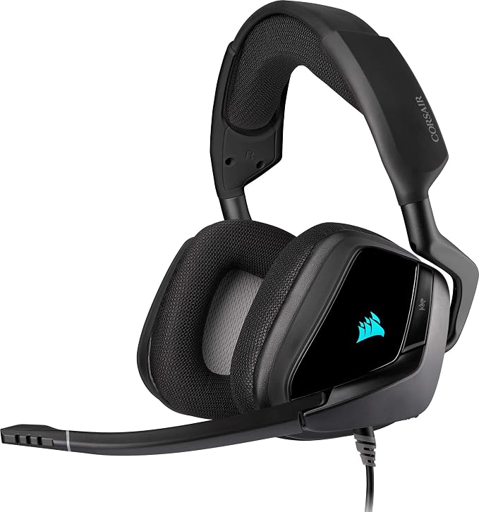 Corsair Void Elite RGB USB 7.1 Surround Sound Gaming Headset, Optimised Omnidirectional Microphone, Customisable RGB Lighting, Microfibre Mesh Pads, Black Aluminium Frame - Image 1