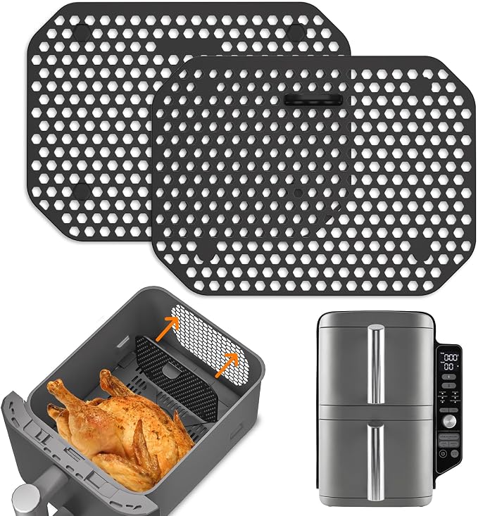 2 Pcs Anti Splash Grille for Air Fryer Ninja Double Stack XL SL400EU & SL300EU, Reusable Dish Mould Silicone Air Fryer Accessories Air Fryer for Ninja Double Stack SL400EU SL300EU - Image 1