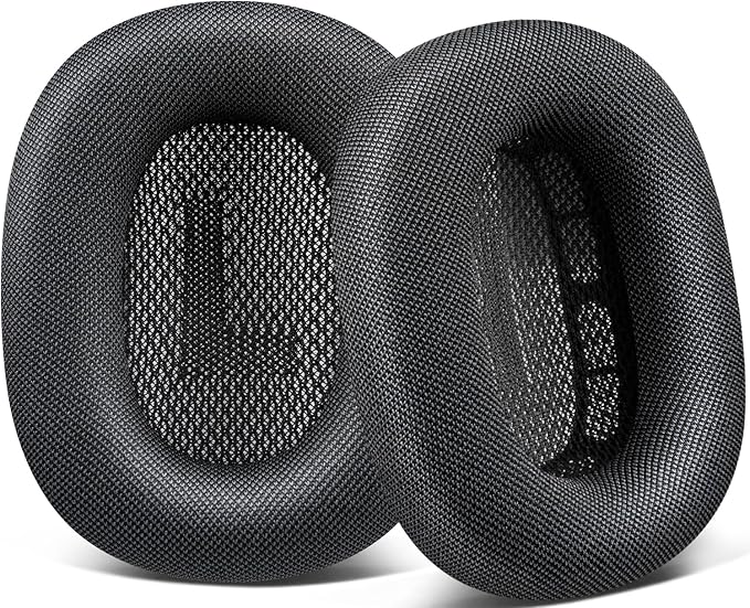SOPROM Replacement Earpads for Apple Airpods Max with Durable Mesh Fabric, Soft Foam and Magnet - Black - Image 1