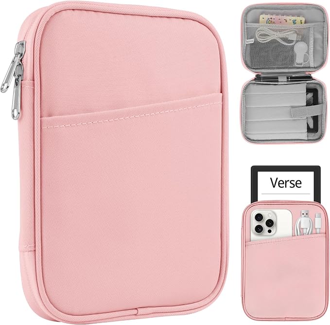 HoYiXi Universal Case for 7 inch Kindle Paperwhite/Colorsoft 2024 Compatibility 6.8" Paperwhite 2021 and 6"-6.8" Kobo/Tolino/Sony EReader with Anti-Drop Android Tablet Sleeve Case, Pink - Image 1