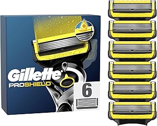 Gillette Lot De 6 Recharges De Rasoir Pour Hommes Proshield, Cartouches Avec Bande Lubrifiante Avant Et Après Les Lames Et Nouvelle Lubrification Pour Un Rasage De Près Et Un Confort Incroyables - Image 1