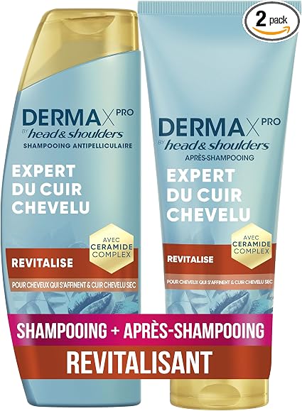 DermaXPro by Head & Shoulders Revitalise Anti-Dandruff Shampoo 250ml + Light Conditioner 220ml with Caffeine and Ceramic Complex, Moisturizes Dry Scalp and Fine Hair - Image 1