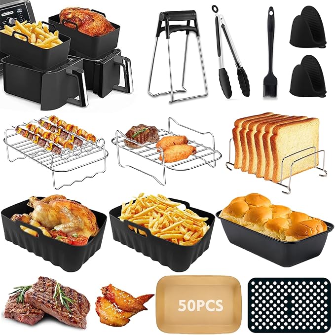 Silicone Air Fryer Mould for Ninja AF400EU AF300EU 7.6L-9.5L, Air Fryer Ninja Accessory, Ninja Double Stack XL Air Fryer Accessories with Air Fryer Grill, Cake Mould - Image 1