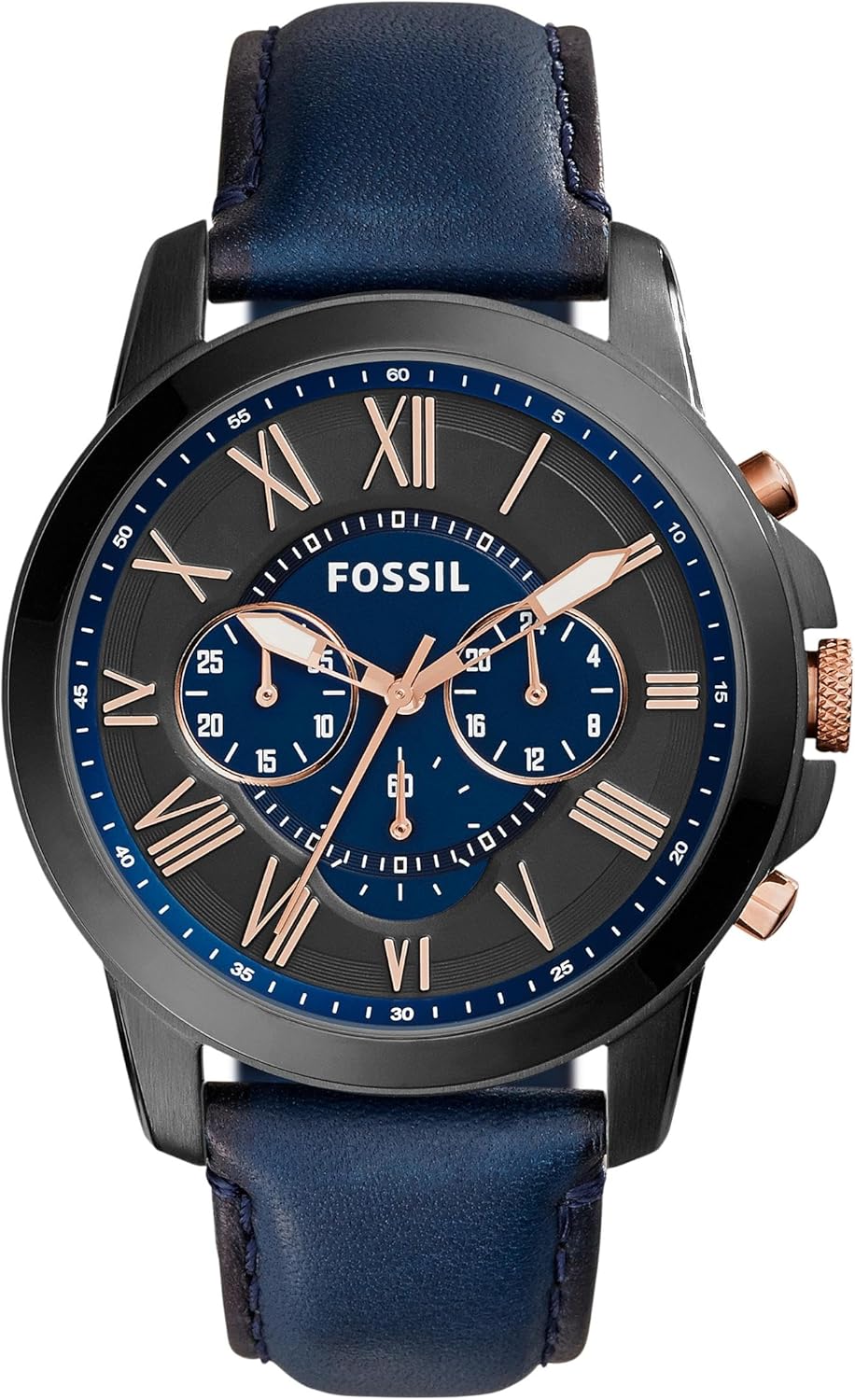 Fossil Montre pour Homme Grant, Taille de boîtier de 44 mm, Mouvement Chronographe à Quartz, Bracelet en Cuir véritable - Image 1