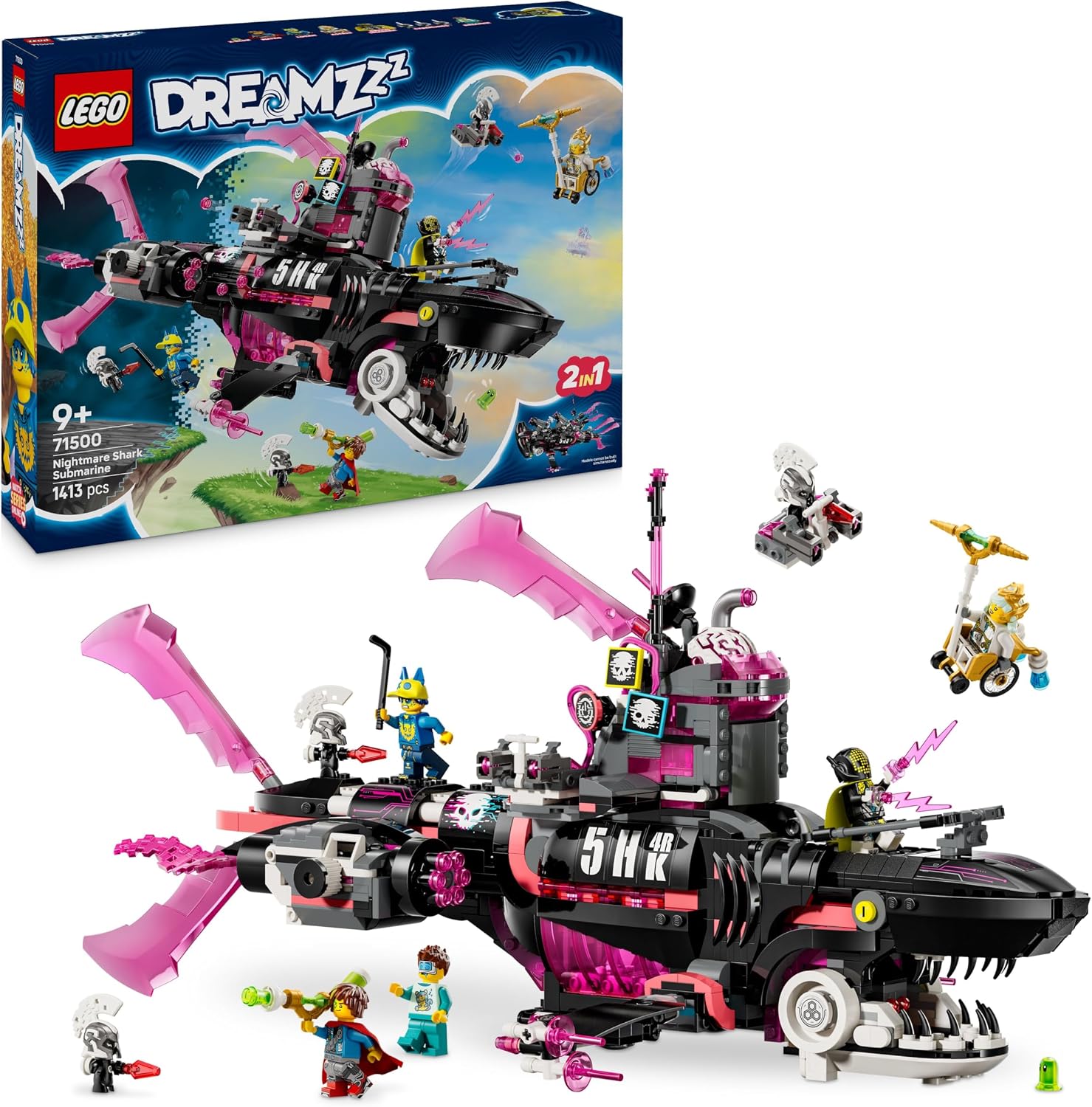 LEGO Dreamzzz Le sous-Marin Requin des Cauchemars - Jouet Modulaire avec 2 Options De Construction - 2 Engins Volants Amovibles & 5 Minifigurines Dont Astrid - Cadeau Garçon Ou Fille Dès 9 Ans 71500 - Image 1