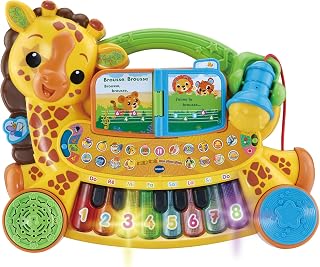 VTech - Mon Piano Girafe Jungle Rock, Instrument de Musique Bébé, Clavier Piano Enfant Parlant et Interactif avec Micro Karaoké, Cadeau Enfant Dès 18 Mois - Contenu en Français - Image 1