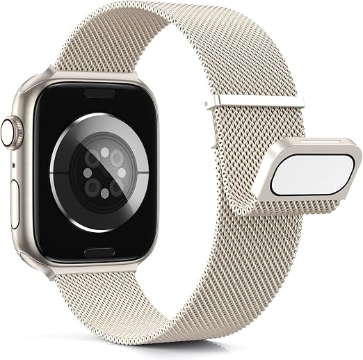 Higgs Metal Bracelet Compatible with Apple Watch Bands 38mm 40mm 41mm 42mm 44mm 45mm 46mm 49mm Women,Double Magnetic Bracelet for iWatch Series 11 10 9 8 7 6 5 4 3 2 1 SE Ultra. , Metal Milanese - Image 1