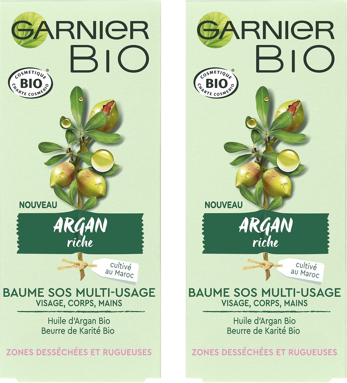 Garnier Bio - Baume SOS Multi-Usage - Argan Riche - Zones Desséchées et Rugueuses - Lot de 2 x 50 ml - Image 1