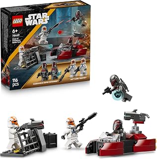 LEGO Star Wars 75449 Pack de Combat Le Siège de Mandalore - Jouet d'action avec Minifigurines de 2 Mandaloriens & 2 Clone Troopers - Speeder & Pistolets Blasters - Cadeau pour Garçon dès 6 Ans & Fans - Image 1